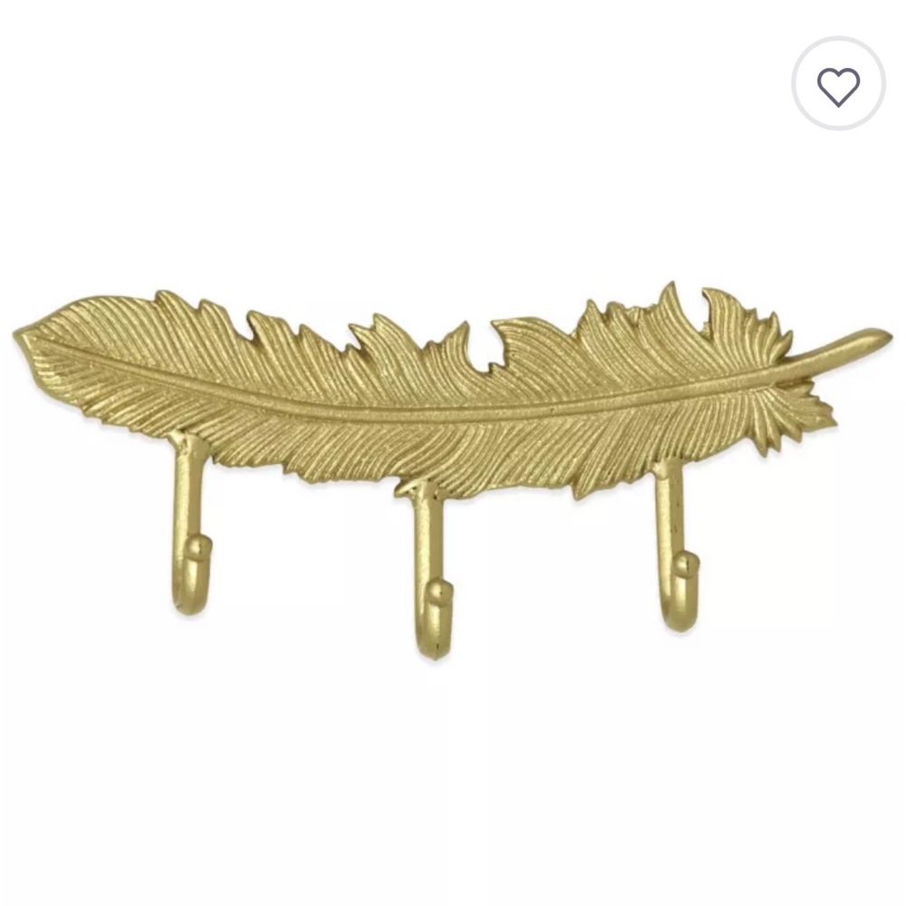 NWOT- Gold Feather Wall Hook